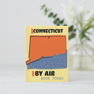 Connecticut Per Luftverkehr Plakat Postkarte
