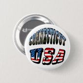 Connecticut Picture and USA Flag Text Button (Vorne & Hinten)