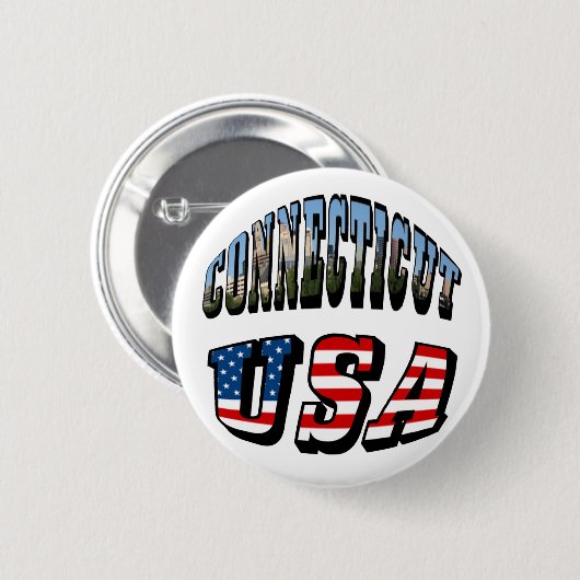 Connecticut Picture and USA Flag Text Button (Vorne & Hinten)