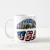 Connecticut Picture and USA Flag Text Kaffeetasse (Links)