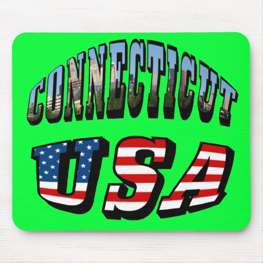 Connecticut Picture and USA Flag Text Mousepad (Vorne)