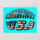 Connecticut Picture and USA Flag Text Postkarte (Vorderseite)