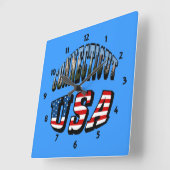 Connecticut Picture and USA Flag Text Quadratische Wanduhr (Winkel)