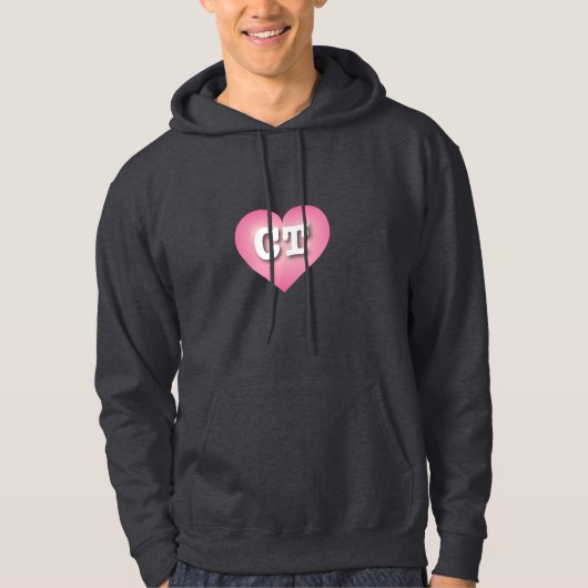 Connecticut Pink Fade Heart - I Liebe CT Hoodie (Vorderseite)