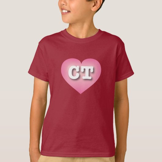 Connecticut Pink Fade Heart - I Liebe CT T-Shirt (Vorderseite)