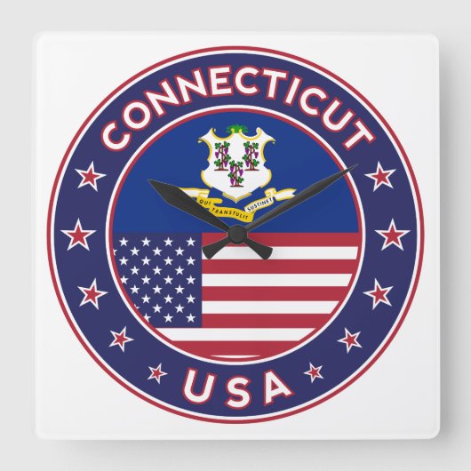 Connecticut Quadratische Wanduhr (Vorderseite)