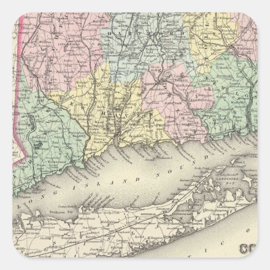 Connecticut Quadratischer Aufkleber (Vorderseite)