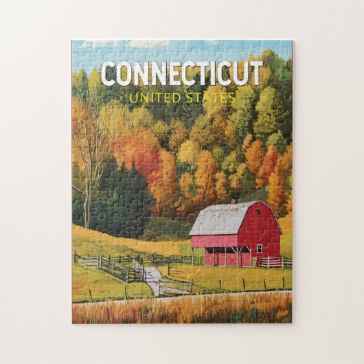 Connecticut Reise Kunst Vintage Puzzle (Vertikal)