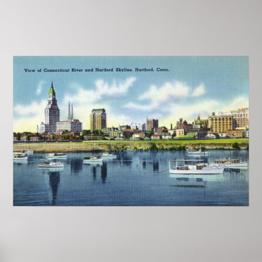 Connecticut River View der Hartfort Skyline Poster (Vorne)