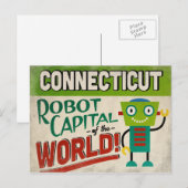 Connecticut Robot - Funny Vintag Postkarte (Vorne/Hinten)