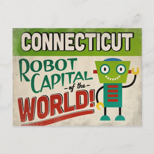 Connecticut Roboter - Lustige Vintage Postkarte (Vorderseite)