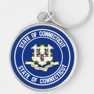 Connecticut Round-Emblem Schlüsselanhänger