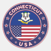 Connecticut Runder Aufkleber (Vorderseite)