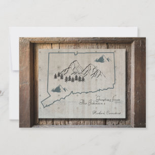 Connecticut Rustic Wood Mountain Grußkarte