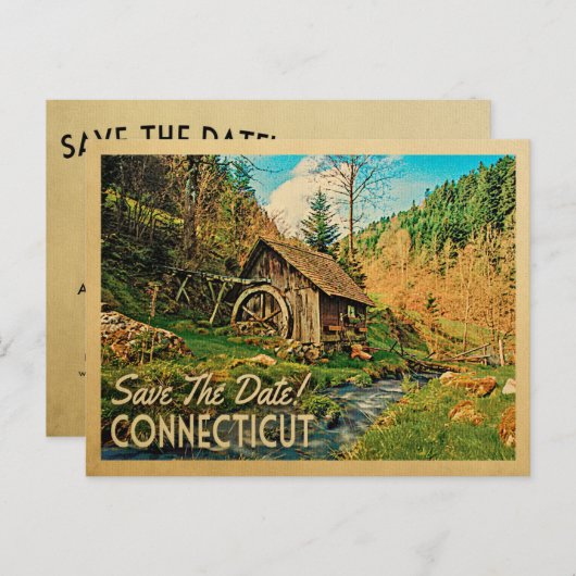 Connecticut Save the Date Rustikale Hüttenmeilenho Ankündigungspostkarte (Vorne/Hinten)