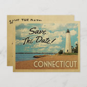 Connecticut Save the Date Vintage Postkarten (Vorne/Hinten)