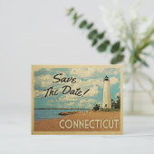 Connecticut Save the Date Vintage Postkarten (Stehend Vorderseite)