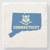 Connecticut Shaped State Flag Nutmegger Zuhause Steinuntersetzer (Vorderseite)
