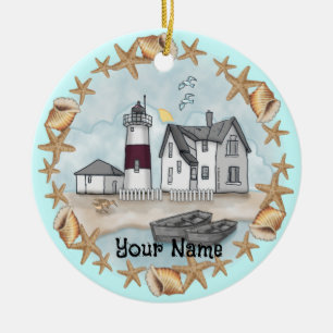 Connecticut Shells Leuchtturm Weihnachtsbaumschmuc Keramik Ornament