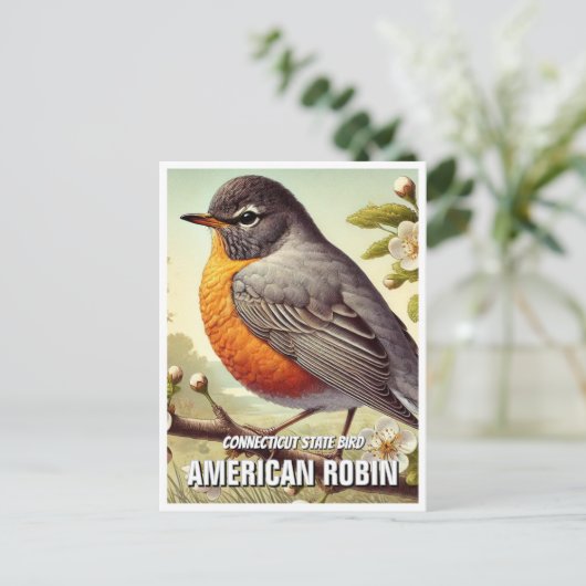 Connecticut Staat Bird American Robin Postkarte (Stehend Vorderseite)