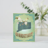 Connecticut Staat Map - Green Postkarte (Stehend Vorderseite)