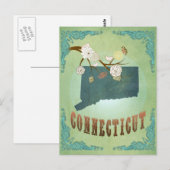 Connecticut Staat Map - Green Postkarte (Vorne/Hinten)