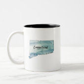 Connecticut Staat Map Wasserfarbe Zweifarbige Tasse (Links)
