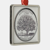 Connecticut Staat Quarter Silbernes Ornament (Rechts)