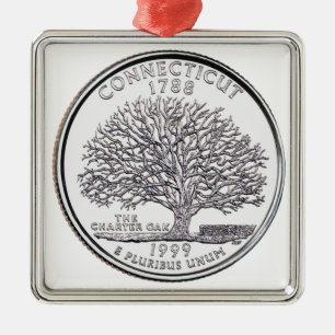 Connecticut Staat Quarter Silbernes Ornament