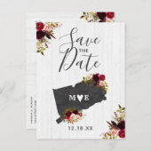 Connecticut Staat Zielort Rustikal Save the Date Ankündigungspostkarte (Vorne/Hinten)