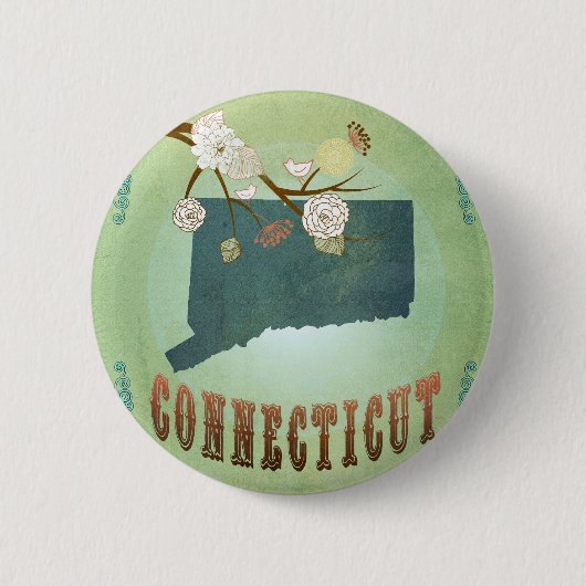 Connecticut-Staats-Karte - Grün Button (Vorderseite)
