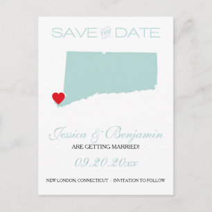 Connecticut-Staats-Karte Save the Date Ankündigungspostkarte