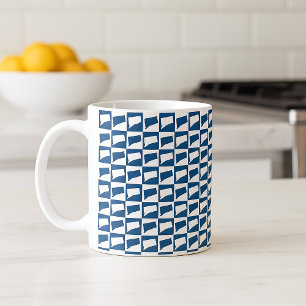 Connecticut Staats-Silhouette-Muster in Blau Weiß Kaffeetasse