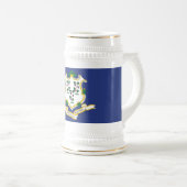 Connecticut Staatsflagge Bierglas (VorderseiteRechts)