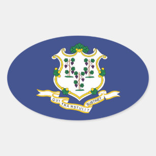Connecticut Staatsflagge Ovaler Aufkleber