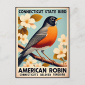 Connecticut State Bird - American Robin Vintage Postkarte (Vorderseite)