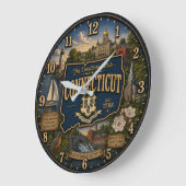 Connecticut State Constitution State Map Landmark Große Wanduhr (Winkel)
