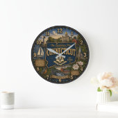 Connecticut State Constitution State Map Landmark Große Wanduhr (Zuhause)