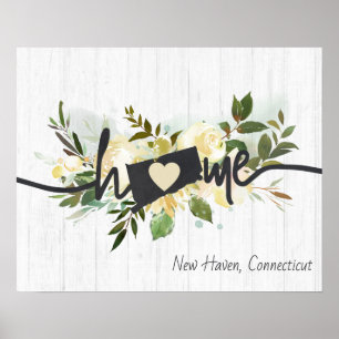 Connecticut State Personalisierte Heimatstadt Rust Poster