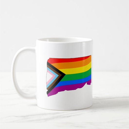 Connecticut State Pride LGBTQ Progress Pride Kaffeetasse (Links)