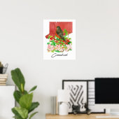 Connecticut State Robin Vogel Rot Aquarell Poster (Heimbüro)