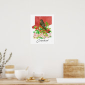 Connecticut State Robin Vogel Rot Aquarell Poster (Küche)