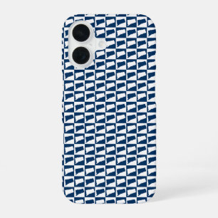 Connecticut State Silhouette Muster Blau Weiß iPhone 16 Hülle