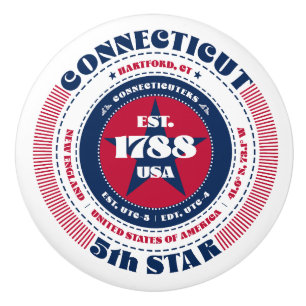 Connecticut US Staat Red White Blue Typografie Keramikknauf
