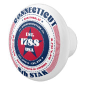 Connecticut US Staat Red White Blue Typografie Keramikknauf (Rechts)