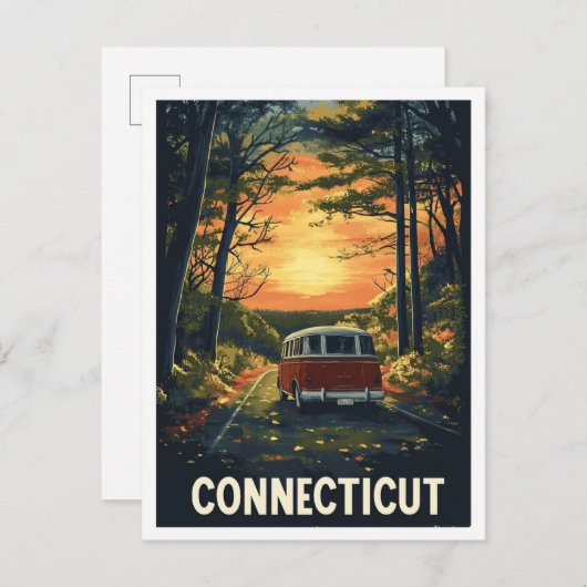 Connecticut USA Art Vintage Travel Postkarte (Vorne/Hinten)