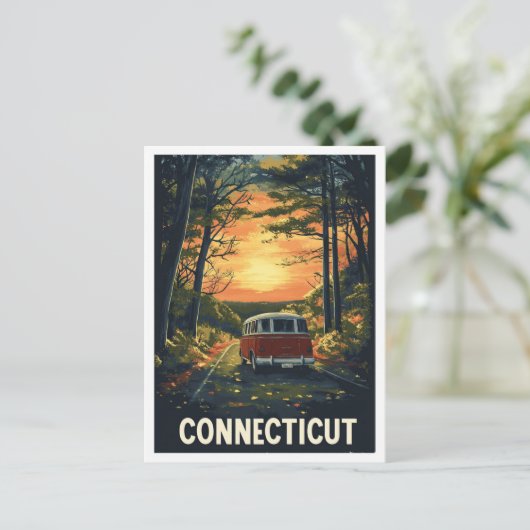 Connecticut USA Art Vintage Travel Postkarte (Stehend Vorderseite)