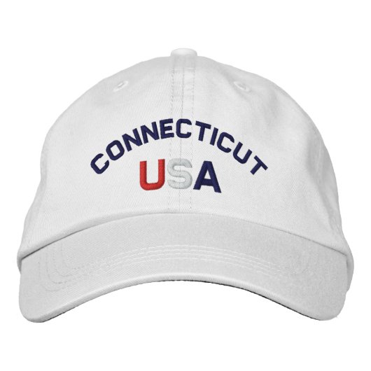 Connecticut USA bestickt mit White Hat Bestickte Baseballkappe (Vorderseite)