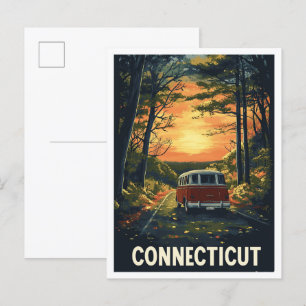 Connecticut USA Kunst Vintage Reise Postkarte