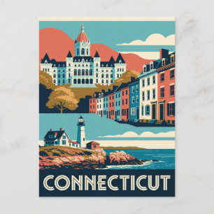 Connecticut USA New England Küste Historische Reis Postkarte